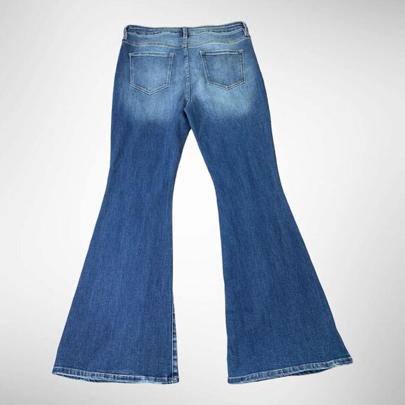 KanCan Jeans Womens 32 (36x34) Blue Super Flare High Rise Whiskered Stretch - Picture 13 of 14